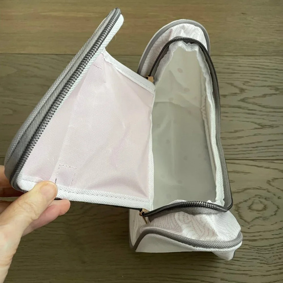 Lightweight Multi Purpose Zippered Case w Handle Pink White Gray Sz OS NWOT - Picture 7 of 13